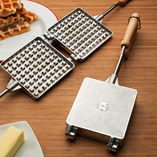 Kings County Tools Stovetop Handheld Waffle Maker | Great for Camping & Kitchen | 5” Long Beechwood Grip | Makes A Perfect Breakfast Treat | Food Grade Safe | Sturdy and Durable | The Storepaperoomates Retail Market - Fast Affordable Shopping
