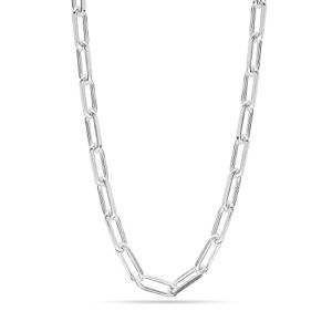 925 Sterling Silver Italian 4.5 MM PaperClip Link Chain Necklace for Women 18 Inches