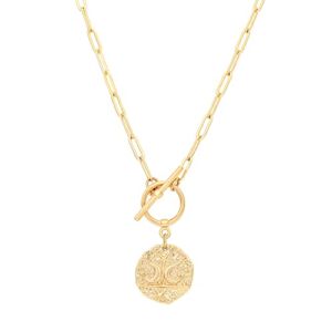 Moon and Star Medallion Pendant Necklace 18k Gold Oval Link Chain Choker Large Celestial Charm Layering Jewelry 20’’