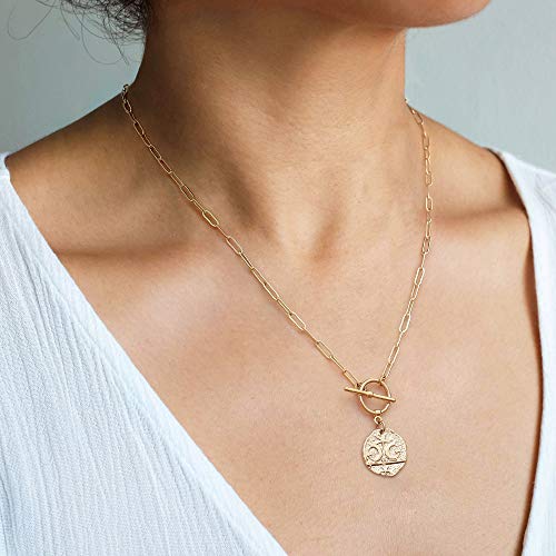Moon and Star Medallion Pendant Necklace 18k Gold Oval Link Chain Choker Large Celestial Charm Layering Jewelry 20’’ | The Storepaperoomates Retail Market - Fast Affordable Shopping