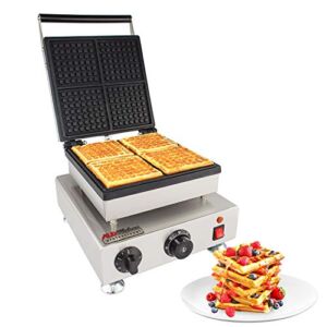 ALDKitchen Belgian Waffle Iron | 4 Waffles | Square-Shaped Waffle Maker | 110V