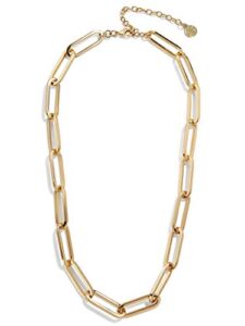 JIAHATE Rectangle Link Necklace,Women Oval Link Chain Necklace Choker Flat Paperclip Necklace Jewelry for Girls,Gold/Cable Necklace