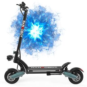 NANROBOT Fast Electric Scooter Adults, 10 inch Off-Road Tires 2000W Dual Motor, Max Load 330LBS, Foldable and Portable Sport Scooter Electric (D6+1.0 DISC Brake)