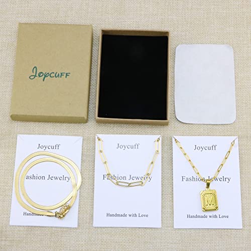 Layered Necklaces for Women, Initial 18K Gold Plated Paperclip Necklaces Herringbone Chain Simple Cute Letter Pendent Gold Initial Necklaces A | The Storepaperoomates Retail Market - Fast Affordable Shopping