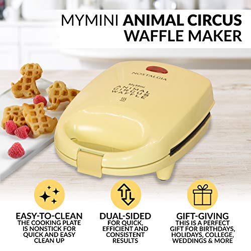 Nostalgia MyMini Personal Electric Animal Circus Waffle Maker, Waffle Iron makes Cat, Dog, Elephant, Lion, Yellow | The Storepaperoomates Retail Market - Fast Affordable Shopping