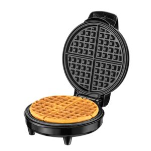 VCJ 8 inches Waffle Maker , 1000W Mini Round Waffle Iron with Anti-overflow Design, Non-stick coated Plates, Indicator Light, Adjustable Temperature Control