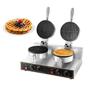 WICHEMI Waffle Maker Commercial Electric Waffle Machine Stainless Steel Non-stick Double Head Egg Bubble Waffle Furnace for Bakery, Restaurant, Snack Bar or Household, 110V 1250W