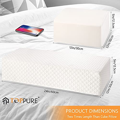 TOPPURE Cube Memory Foam Pillow Pro-Long for Side Sleepers, Snorers (24″/12″/5″), Soft But Supportive Cervical Pillow for Neck and Shoulder Pain Relief Sleeping, Rectangle Neck Pillow,White | The Storepaperoomates Retail Market - Fast Affordable Shopping