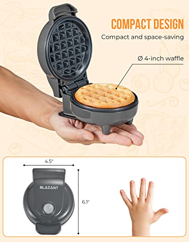 Mini Waffle Maker, Belgian Waffles Keto Chaffles Small Single Compact Design Nonstick, Breakfast, Snacks, Hash Browns, 4 Inch Gray 550W BLAZANT | The Storepaperoomates Retail Market - Fast Affordable Shopping