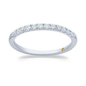 La Joya 1/10 CT TW Pave Set Certified Lab Created Diamond Rings for Women | 10K Solid White Gold Lab Grown Diamond Bands for Women | Ring Size 4.5