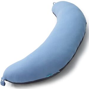 BYRIVER 43″ Long C Shaped Body Pillow for Adults Men Women, Side Sleeper Body Pillow for Neck Shoulder Back Pain, Cooling Pregnancy Pillow, Blue Black Washable Pillowcase Cover (XL)