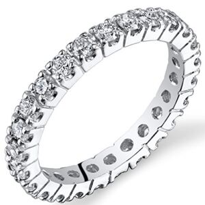 Peora Lab Grown Diamond 1 Carat Total Eternity Ring in 14K White Gold, Round Shape, E-F Color SI Clarity, Luxury Band for Women, 2mm width, Size 6.5