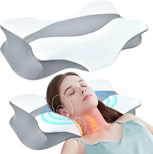 Pulatree Cooling Cervical Pillow for Neck Pain Relief, Cradle Design Contour Memory Foam Side Sleeper Pillows, Odorless Orthopedic Bed Pillows for Sleeping, Ergonomic Support for Back Stomach Sleepers