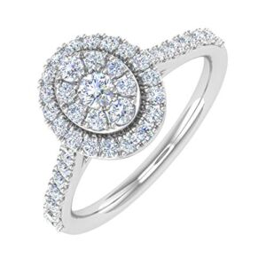 1/2 Carat Diamond Cluster Engagement Ring in 10K White Gold (Ring Size 4) (I1-I2 Clarity)