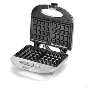 Zenith Electric Indoor Waffle Grill Maker with Zera Non-Stick Grilling Plates, Countertop Bread Toaster Easy Storage & Clean Perfect for Breakfast Grilled Cheese Egg & Steak, Platinum Silver