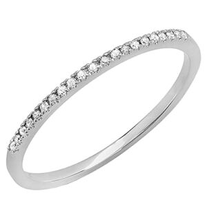 Dazzlingrock Collection Round White Diamond Stackable Wedding Band for Women (0.08 ctw, Color I-J, Clarity I2-I3) in 10K White Gold, Size 6