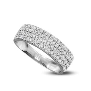 FRIENDLY DIAMONDS 5/8 Carat | 10K White Gold | IGI Certified Brilliant-Cut Lab Grown 4 Layer Pave Diamond Band Ring | G-H Color, SI1 Clarity