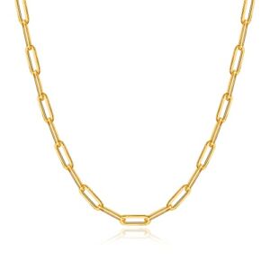 4mm Gold Paperclip Chain Necklace for Women, 18 Inches Gold Chain Necklace for Women Paperclip Chain Necklace for Women Gold Chain 14K Gold Necklace for Women Gold Chain for Women Gold Chain Necklace