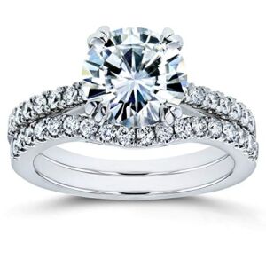 Kobelli Forever One Moissanite and Lab Grown Diamond Bridal Rings Set 2 1/3 CTW 14k White Gold (DEF/VS), 9