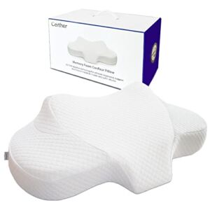 Ceither Soothing Cervical Pillow Memory Foam Ergonomic Contour Pillow for Neck and Shoulder Pain Relief with Cooling Cover Breathable Pillow for Side Back Stomach Sleepers Odorless Eco-Friendly