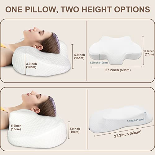 Ceither Soothing Cervical Pillow Memory Foam Ergonomic Contour Pillow for Neck and Shoulder Pain Relief with Cooling Cover Breathable Pillow for Side Back Stomach Sleepers Odorless Eco-Friendly | The Storepaperoomates Retail Market - Fast Affordable Shopping