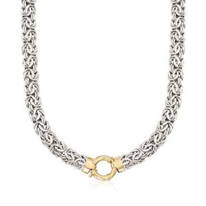 Ross-Simons Sterling Silver Byzantine Necklace With 14kt Yellow Gold. 20 inches
