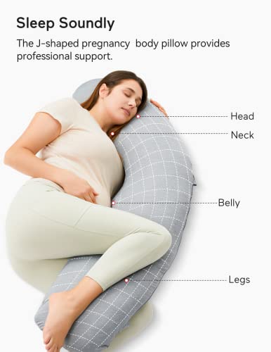 Momcozy Pregnancy Pillows with Cooling Cover, J Shaped Maternity Body Pillow for Pregnancy, Pregnancy Must Haves, Side Sleeper Pillow for Belly Hip Legs Support | The Storepaperoomates Retail Market - Fast Affordable Shopping