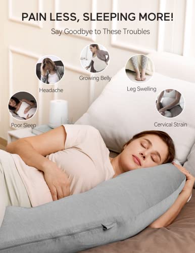 Momcozy Pregnancy Pillows with Cooling Cover, J Shaped Maternity Body Pillow for Pregnancy, Pregnancy Must Haves, Side Sleeper Pillow for Belly Hip Legs Support | The Storepaperoomates Retail Market - Fast Affordable Shopping