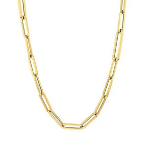 14k Yellow Gold Paperclip Chain Necklace, 3mm, 18″