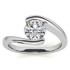 IGI CERTIFIED Lab Grown 1 carat Diamond Solitaire Ring in 14kt white gold ( E-F Color , SI2 Clarity) all Size 6 (see VIDEO) sku:SOLRING56-6