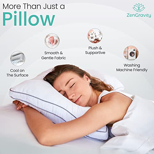 ZenGravity Luxury Hotel Pillow Collection – Queen Size, Pack of 2 – for Back, Stomach or Side Sleepers – Cooling, Plush and Supportive, 18 x 30 Inches | The Storepaperoomates Retail Market - Fast Affordable Shopping