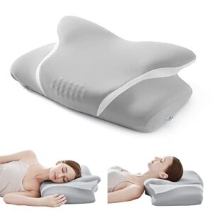 LINSY HOME 2022 Upgrade Cervical Memory Foam Pillow, Ergonomic Contour Pillows for Neck Pain, Orthopedic Bed Pillows for Sleeping, Adjustable Support Pillow for Side, Back, Stomach Sleeper, Grey