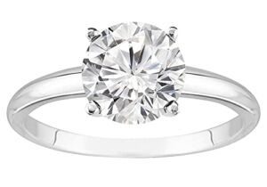 14K White Gold 2 Carat Lab Grown 4 Prong Solitaire Round Cut Diamond Engagement Ring (2 Ct,H-I Color VS1-VS2 Clarity)