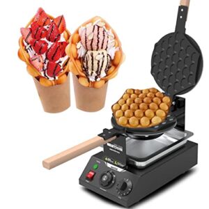 WantJoin Stainless-Steel Bubble Waffle Maker, 1500W 110V Electric Pancake Maker Machine with None Stick Coating, Flip Balance Heating Waffle Iron