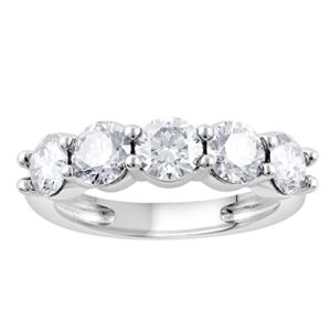 La4ve Diamonds 2.00 Carat Diamond, 14K White Gold Prong Set Round-cut 5 Stone Anniversary Ring (J, VS-SI2) Fine Jewelry for Women Girls |Gift Box Included