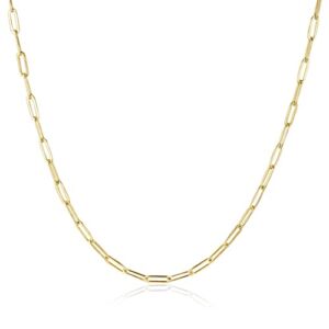 NUZON Gold Paperclip Chain Choker Necklace 14K Gold Plated Oval Link Chain Layering Necklace Minimalist Jewelry for Women Girls 16’’