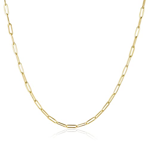 NUZON Gold Paperclip Chain Choker Necklace 14K Gold Plated Oval Link Chain Layering Necklace Minimalist Jewelry for Women Girls 16’’ | The Storepaperoomates Retail Market - Fast Affordable Shopping