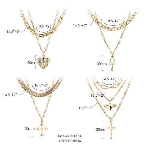 wgoud 9PCS Dainty Gold Multi Layered Pendant Choker Necklaces for Women, 14K Gold Plated Paperclip Chain Necklace Simple Cute Cross Heart Butterfly Pendant Necklace for Women. (StyleB Gold) | The Storepaperoomates Retail Market - Fast Affordable Shopping