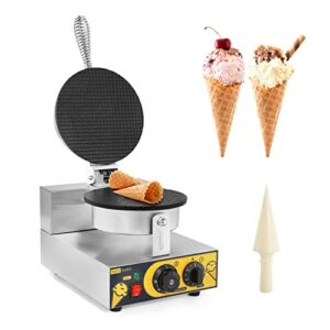 Dyna-Living Ice Cream Cone Maker Commercial Waffle Cone Machine Electric Stainless Steel Waffle Bowl Cone Maker for Restaurant, Home Kitchen, Bakeries, Snack Bar Use (110V 1250W)