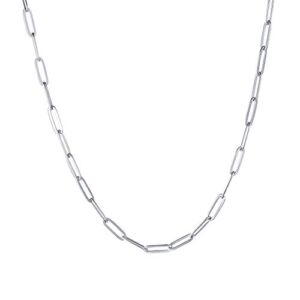 Sunling Stainless Steel Dainty Paperclip Link Chain Necklace for Women Girls 16″/18″/20″/22″/24″ With Extension – Silver and Gold Color