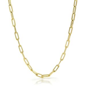 Nuragold 10k Yellow Gold 4mm Paperclip Elongated Rolo Cable Link Chain Pendant Necklace, Womens Jewelry Lobster Clasp 16″ 18″ 20″ 22″ 24″