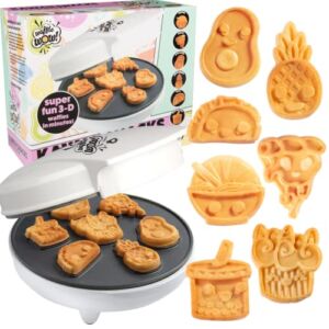 Kawaii Fun Snacks Mini Waffle Maker – 7 Different Food Japanese Style Designs Featuring an Avocado, Pizza, Ramen, Taco & More – Cool Electric Waffler Gift for Amazing Kid’s Breakfasts & Holiday Gifts