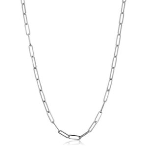 10k White Gold Paperclip Link Chain Necklace (3 mm, 18 inch)