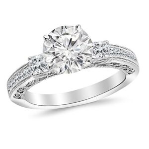 1.5 Carat IGI Certified t.w. Three 3 Stone Princess Cut Channel Set Round LAB GROWN Diamond Engagement Ring with a 1 Carat IGI Certified H-I Color VS1-VS2 Clarity Center Stone