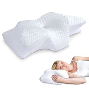 SAHEYER Cervical Memory Foam Pillow,Ergonomic Contour Pillows for Neck and Shoulder Pain Relief Orthopedic Neck Pillow for Side,Back and Stomach Sleepers (White)