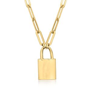 RS Pure by Ross-Simons 14kt Yellow Gold Paper Clip Link Padlock Necklace. 18 inches