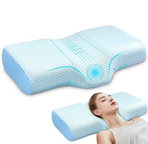 Cervical Memory Foam Pillow for Back Sleeper, Orthopedic Pillows for Neck and Shoulder Pain Relief, Ergonomic Orthopedic Sleeping Neck Contoured Support Bed Pillow for Side and Stomach Sleeper