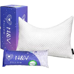 N&V Premium Side Sleeper Pillow, Shredded Lavender Essence Memory Foam Filling with Adjustable Loft, Machine Washable Bamboo Rayon for Side and All Type of Sleepers