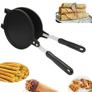 Double Side Waffle Maker Non Stick Waffle Irons Mold Pan Egg Roll Maker DIY Ice Cream Pancake Cone Maker Omelet Dessert Cooking Baking Tool for Home Kitchen Restaurant Snack Stand Cake Shop (6.7in)