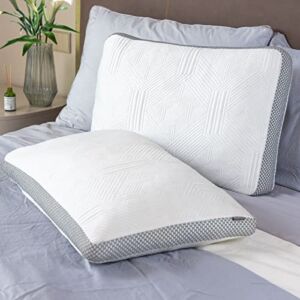 4R Cooling Side Sleeper Pillow – Shredded Memory Foam Pillows Standard Size Set of 2 – Adjustable Bed Pillow for Sleeping – Bamboo Pillow for Back/Stomach/Side Sleepers